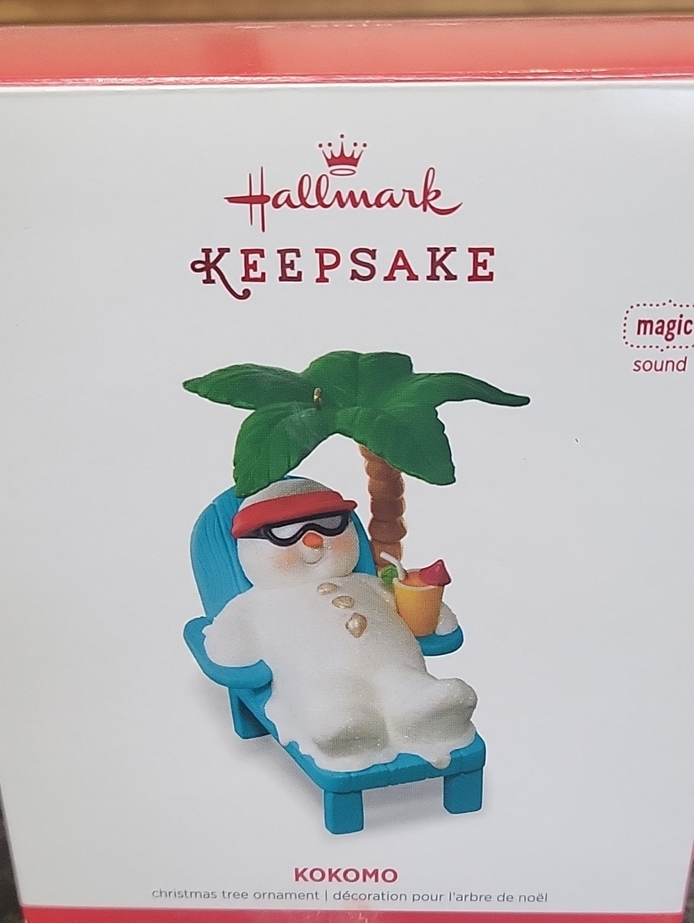 Hallmark Keepsake White Snowman Beach Chair. Plays Beach Boys Coccomo. 2016